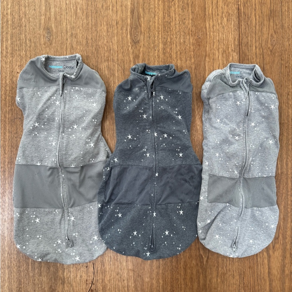 Happiest Baby Sleepea Grey and Charcoal Sleep Sacks - Set of 3, Sm and Med
